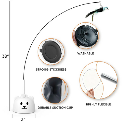 Interactive Flying Bird Cat Toy, Automatic Teaser with Suction Cup