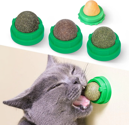 Catnip Toys Balls 4 PCs Edible Silvervine for Cats, Lickable Kitten Energy Balls