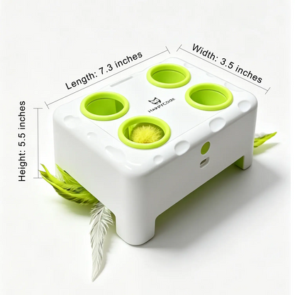 Magic House Cat Toy features two modes: Whack-a-Mole and Spinning Feathers. Suitable for all cats