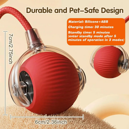 Interactive Tail-Equipped Cat Ball Chaser Toy, USB Rechargeable Motion-Activated Smart Pet